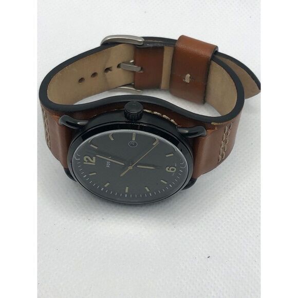 Fossil FS5524 Unisex Brown Leather Analog Black Dial Quartz Genuine Watch HO338 - Picture 7 of 9